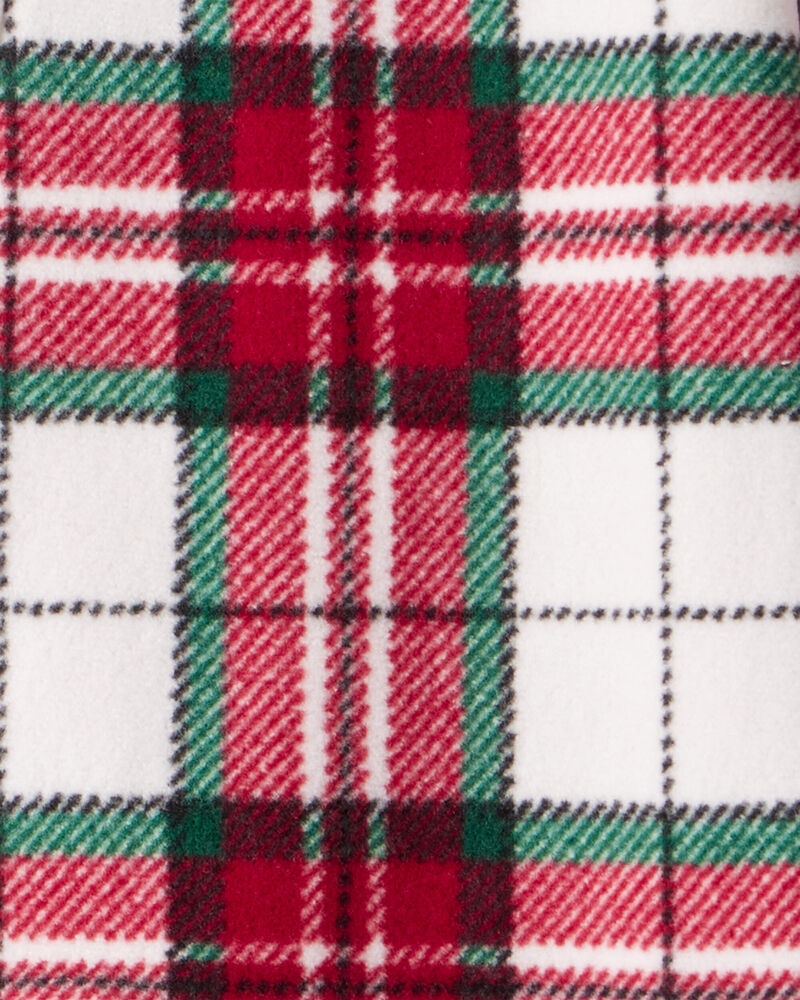 Toddler Plaid Print Fleece Long-Sleeve Loose Fit 1-Piece Pyjamas, image 2 of 3 slides