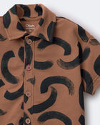 Toddler Boy Button-Down Short-Sleeve Shirt in Abstract Print - Brown, image 5 of 5 slides