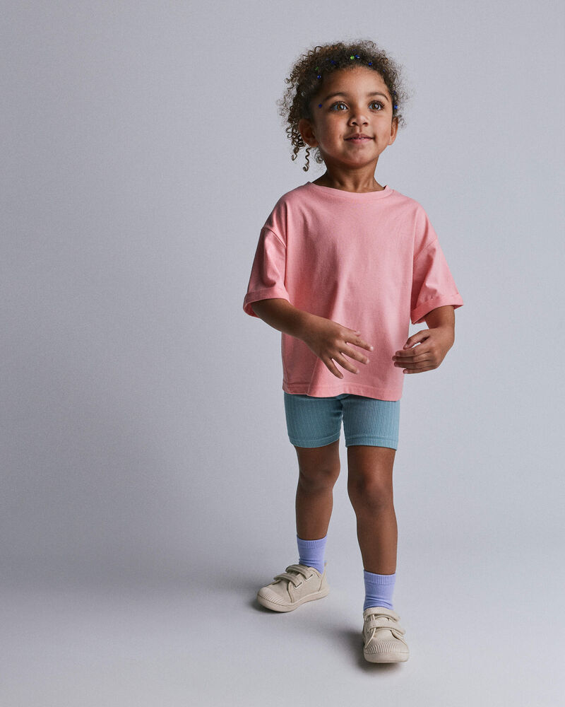 Toddler Girl Rolled Cuff Tee - Light Pink, image 3 of 5 slides