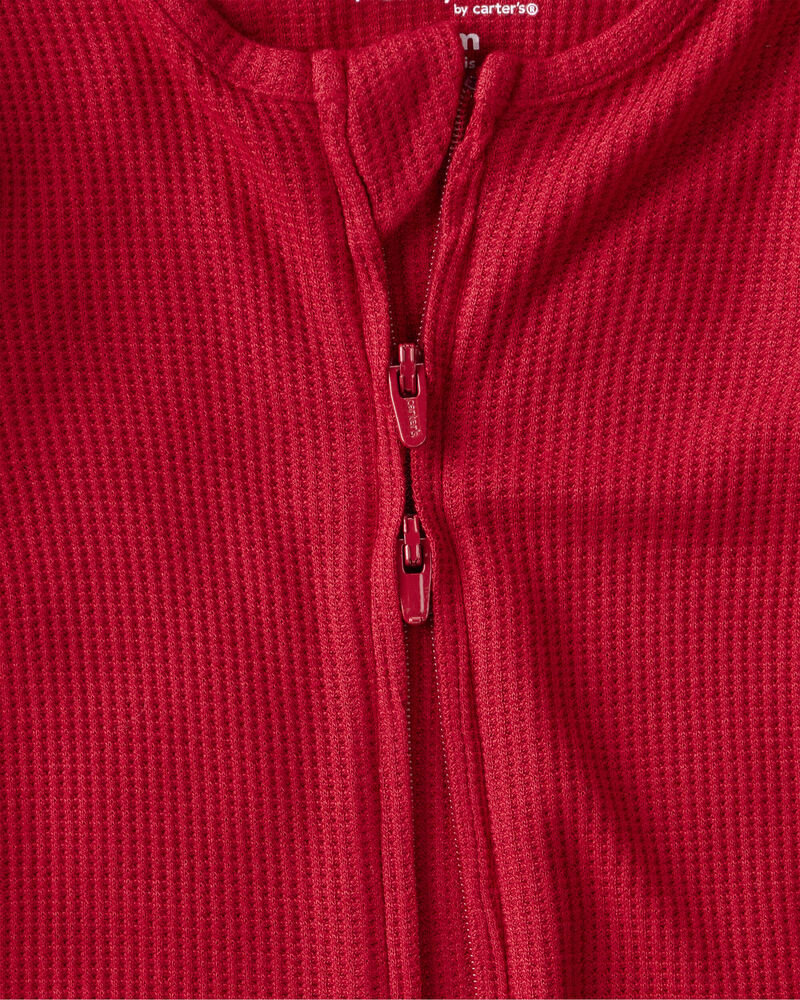 Baby Solid Print PurelySoft Long-Sleeve Sleeper- Red, image 3 of 7 slides