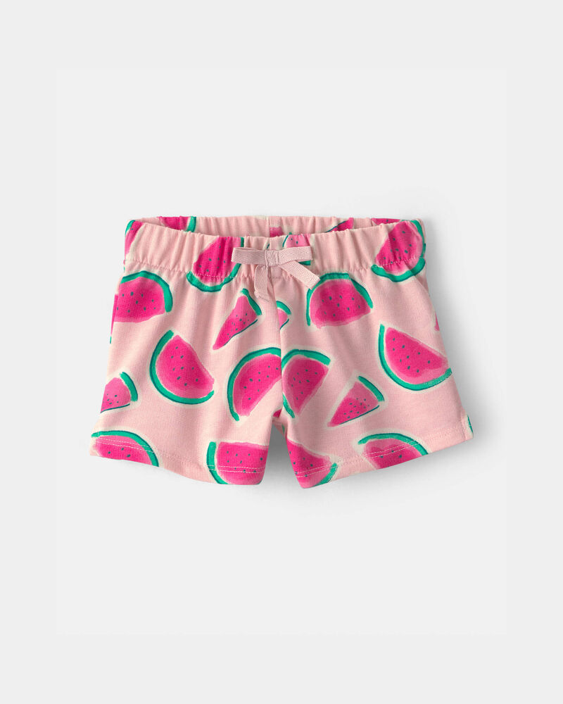 B&eacute;b&eacute; fille - Short en jersey bouclette &agrave; motif de melon d&rsquo;eau - Rose, image 1 sur 3 diapositives