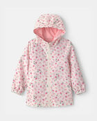Toddler Girl Strawberry Floral Raincoat , image 1 of 3 slides