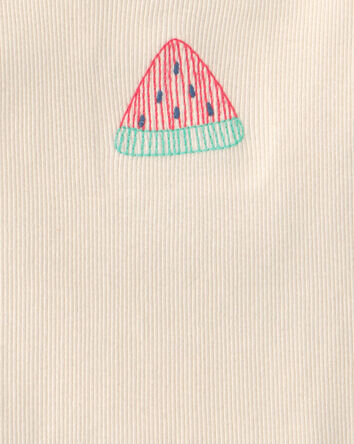 Toddler Girl Watermelon Ribbed Tank Top - Cream, 