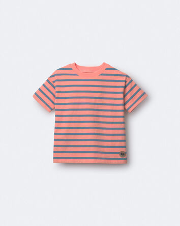 Toddler Boy Relaxed Tee in Stripes - Orange/Blue, 