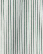 Baby Boy Collared Stripe Short-Sleeve Romper - Green/White, image 2 of 3 slides