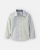 Toddler Boy Poplin Button-Down Shirt- Green/Blue, image 1 of 3 slides