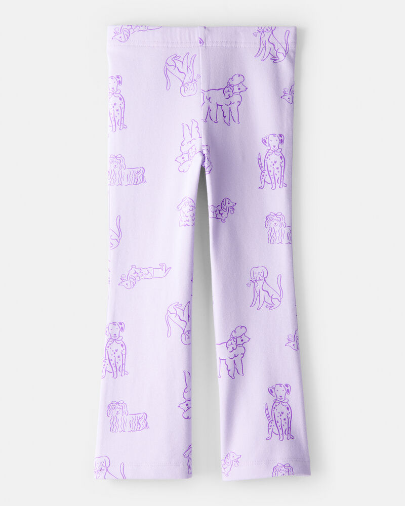 Toddler Girl Dog Print Flare Pull-On Stretch Leggings - Purple, image 2 of 4 slides