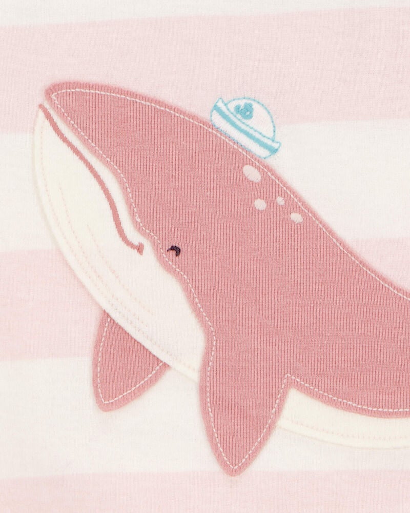 Toddler Whale Striped Snug Fit Cotton 4-Piece Pyjamas, image 3 of 4 slides