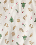 Kid Festive Holiday PurelySoft Long-Sleeve Snug Fit 2-Piece Pajamas - Cream, image 3 of 5 slides