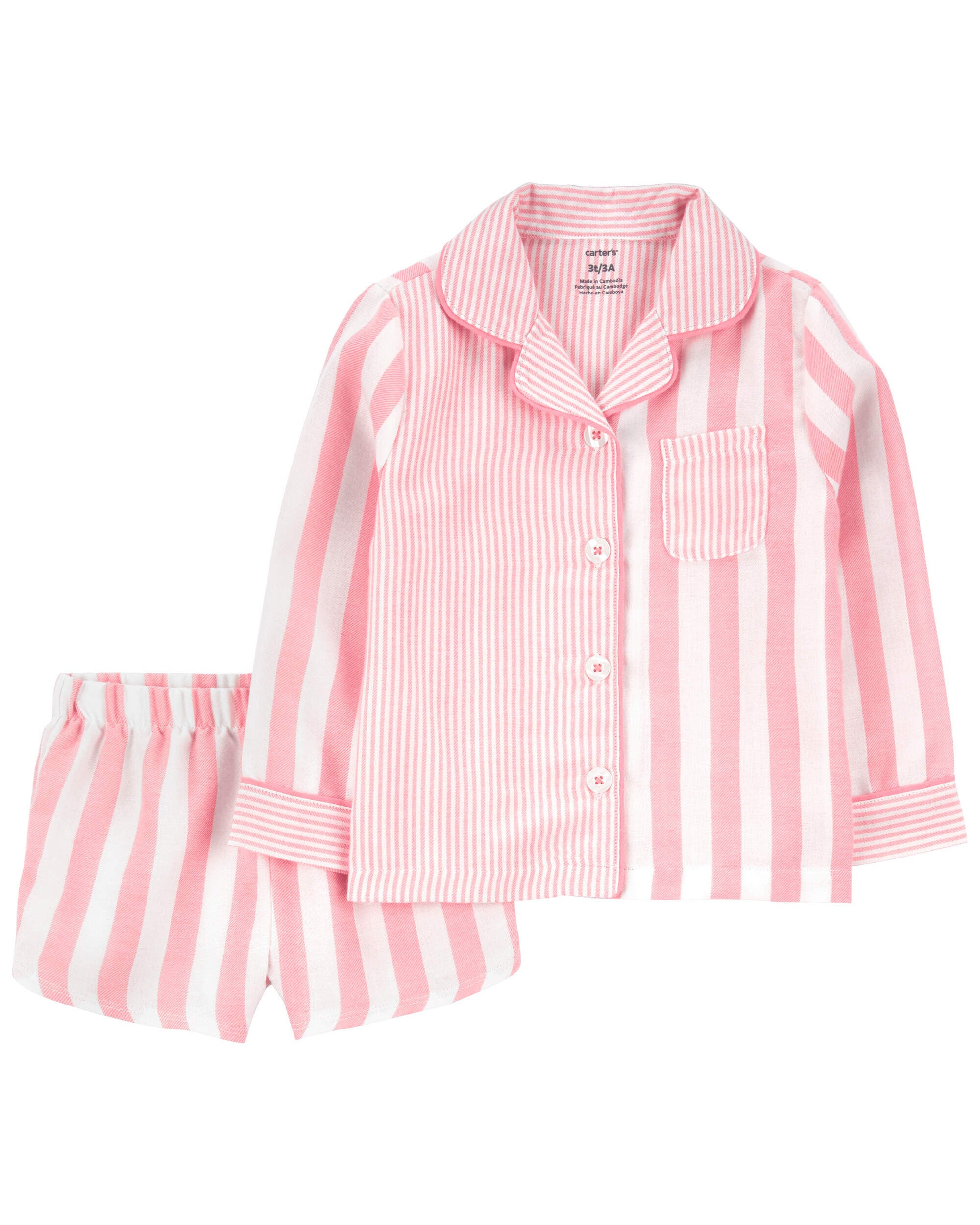 Pink Toddler 2 Piece Striped Coat Style Pyjamas Carter s Oshkosh Canada