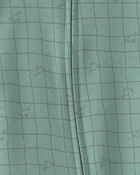 Baby Boy Dinosaur 100% Cotton 2-Way Zip Sleeper - Green, image 3 of 4 slides