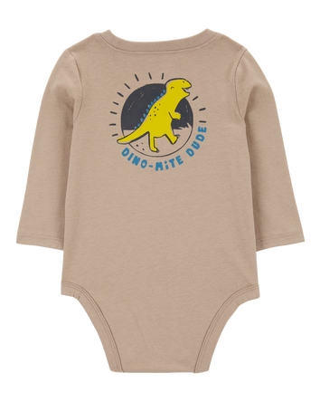 Baby Dino-Mite Dude Dinosaur Long-Sleeve Bodysuit, 
