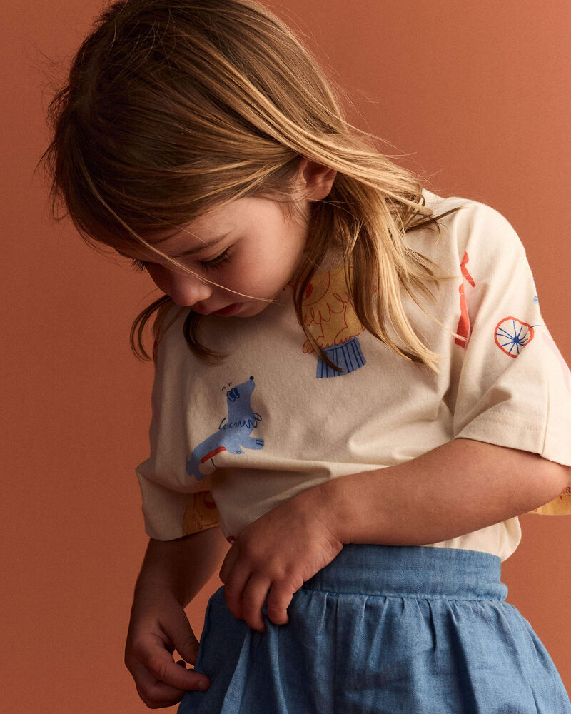 Toddler Dolman Tee in Circus Print - Cream, image 4 of 6 slides