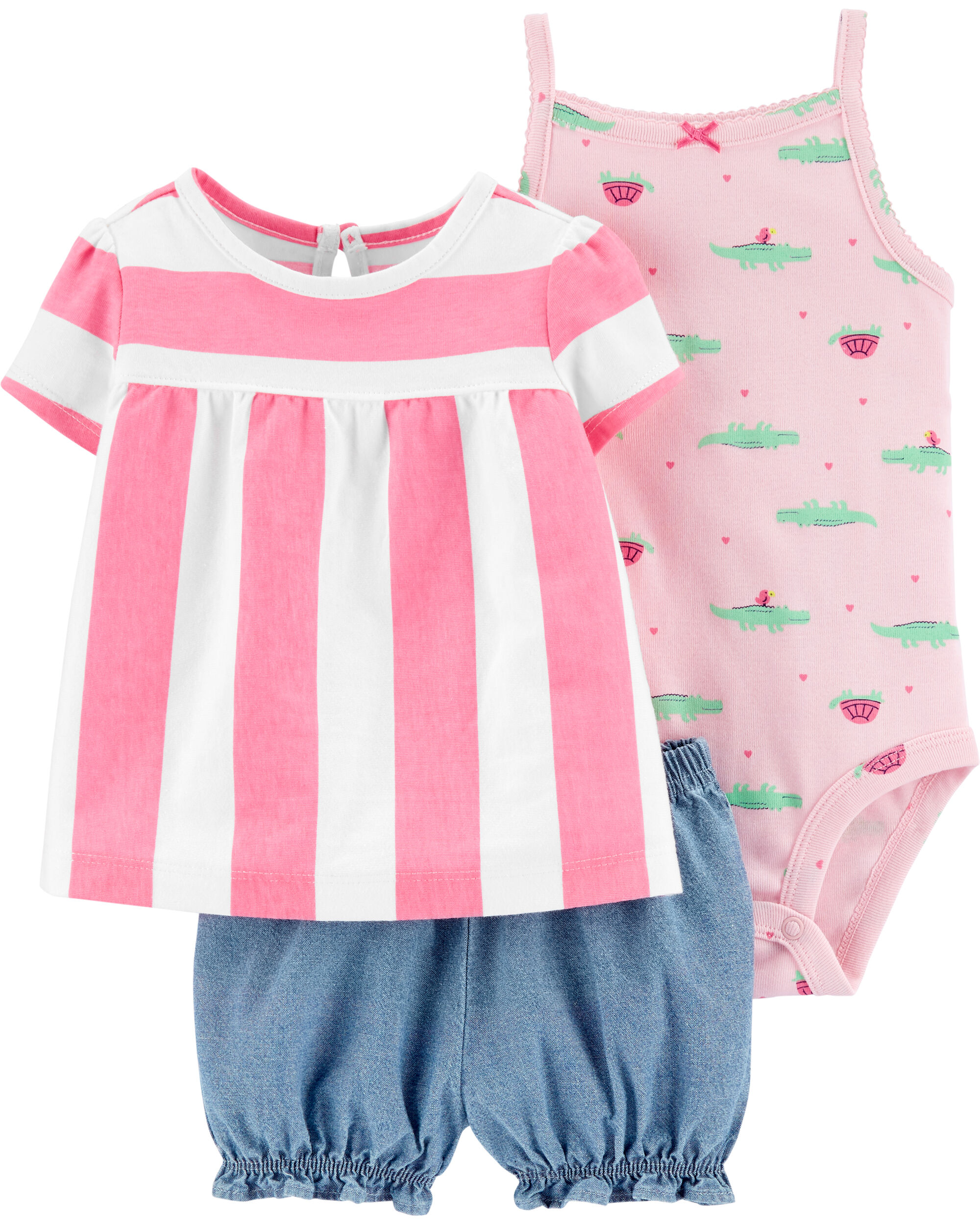 Toddler Carters Little Girls 3 Piece Striped Set