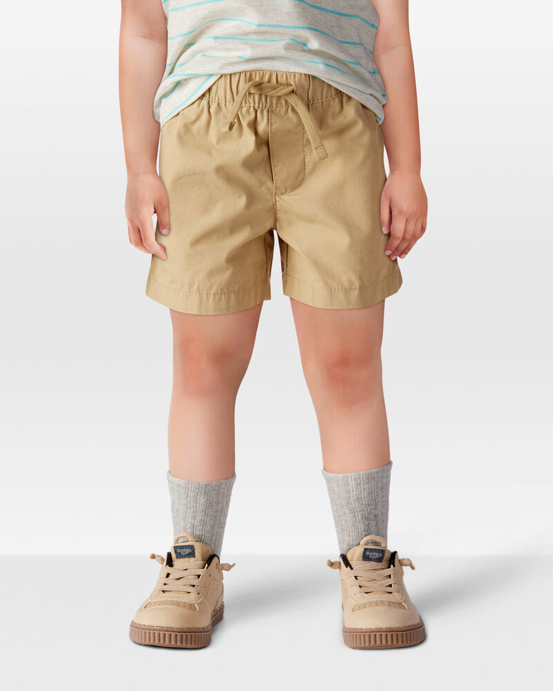 Toddler Pull-On Poplin Shorts - Khaki, image 2 of 6 slides