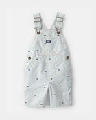 Toddler Boy Whale Striped Shortall - Blue/White, image 1 of 4 slides