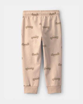 Tout-petit gar&ccedil;on - Pantalon de jogging en jersey bouclette &agrave; motif camion - Beige, 