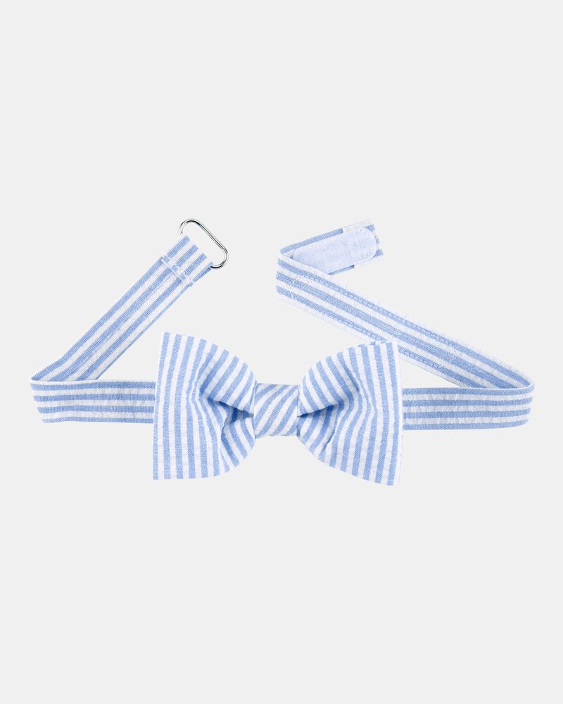 Boys Seersucker Bow Tie - Blue, image 2 of 2 slides