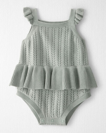 Baby Girl Organic Cotton Bubble in Green, 