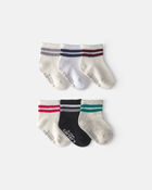 Baby Boy 6-Pack Varsity Striped Ankle Socks, image 1 of 2 slides