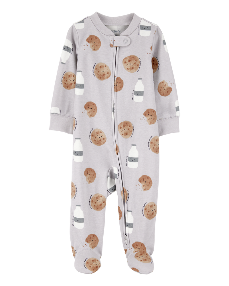 Baby Milk & Cookies 2-Way Zip Cotton Sleeper, image 1 of 3 slides