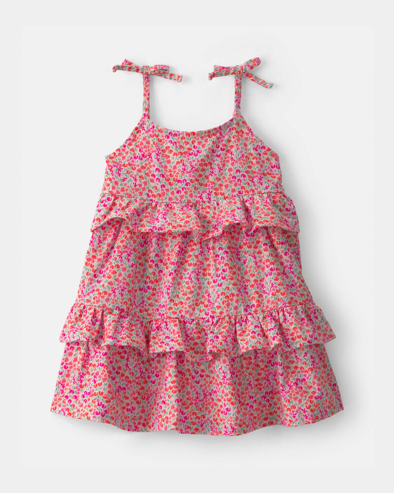 Baby Girl Floral Ruffle Tiered Dress - Pink, image 1 of 5 slides
