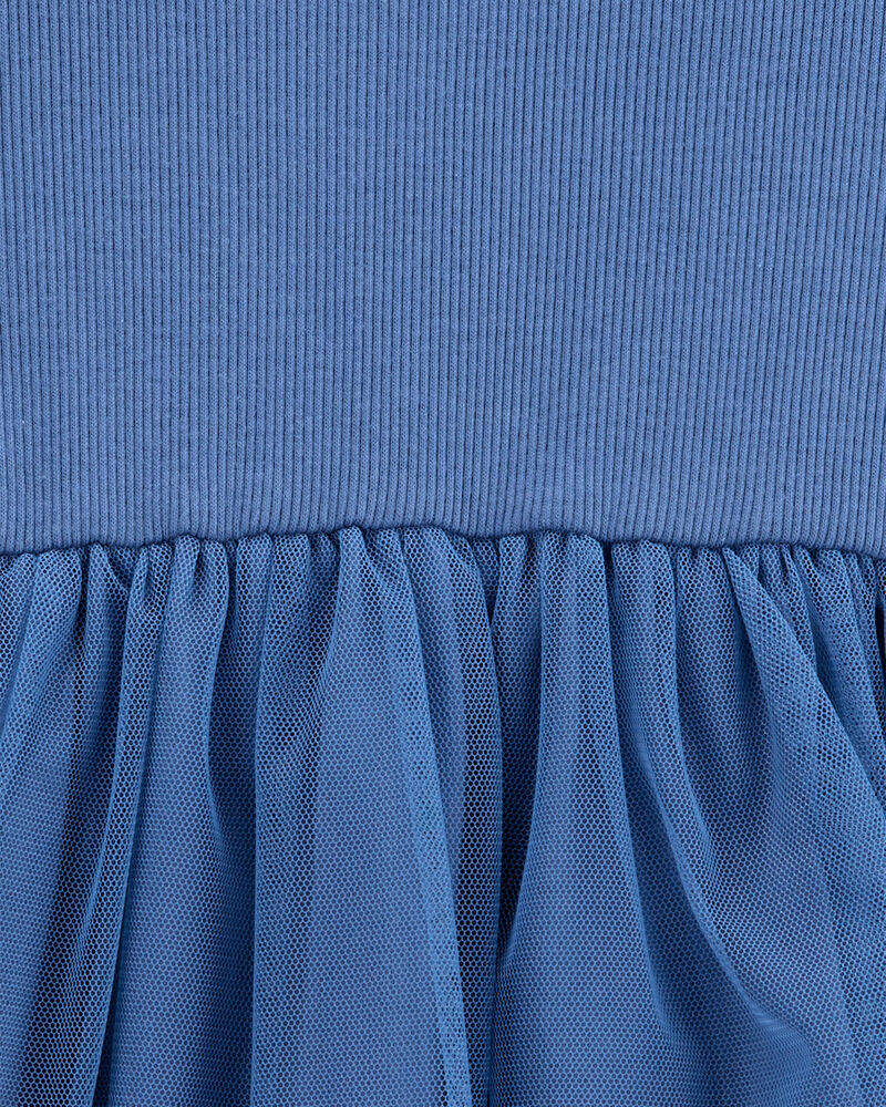 Enfant en bas âge Robe de couleur unie à manches courtes - Bleu marine, image 3 sur 4 diapositives