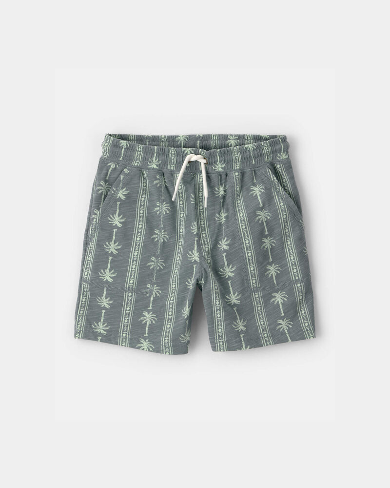 Boys Palm Tree Knit Shorts - Grey/Green, image 1 of 4 slides