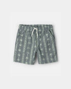 Boys Palm Tree Knit Shorts - Grey/Green, image 1 of 4 slides