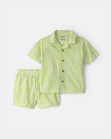 Toddler Boy 2-Piece Button-Down Top & Short Set - Green, 