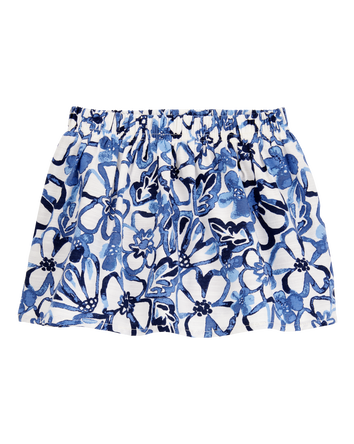 Baby Floral Linen Look-alike Pull-On Skort - Blue, 