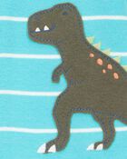 Baby 1-Piece Striped Dinosaur Print 100% Snug Fit Cotton Footie Pyjamas, image 2 of 3 slides