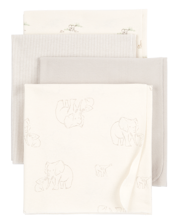 Baby 4-Pack Elephant Receiving Blankets, 