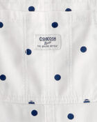 Toddler Girl Polka Dot Shortalls - White/Blue, image 3 of 4 slides