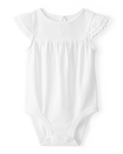 Baby Pointelle Short-Sleeve Bodysuit - White, image 1 of 3 slides