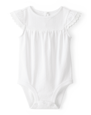 Baby Pointelle Short-Sleeve Bodysuit - White, 