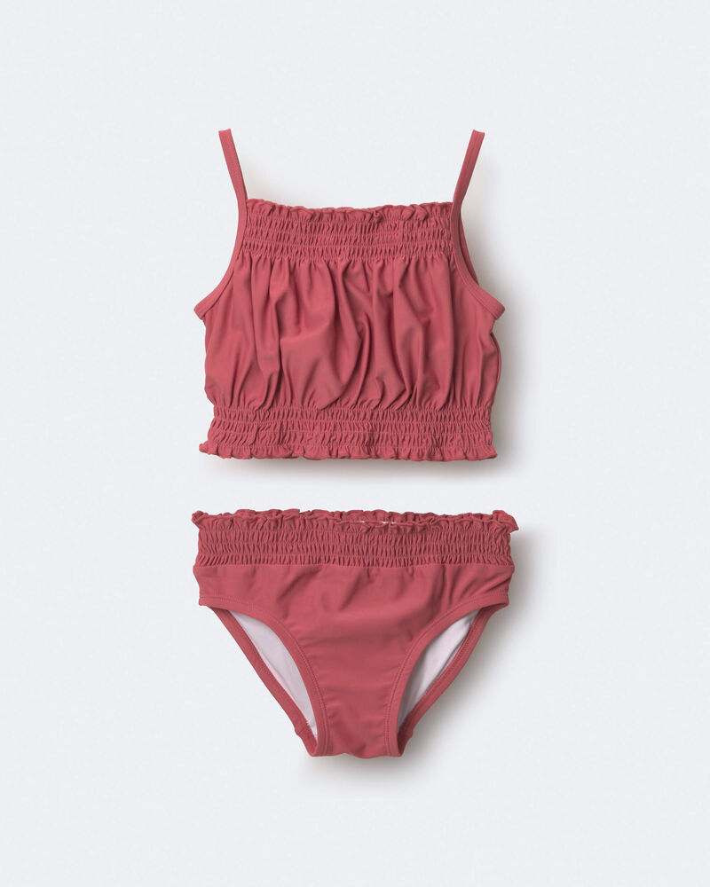 Toddler Girl Smocked Tankini Set - Burgundy, image 2 of 6 slides