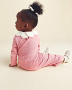 Baby Girl 2-Piece Long-Sleeve Sweater Top & Pant Set - Pink, image 3 of 7 slides