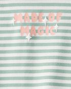 Toddler Girl Made of Magic' Striped Long-Sleeve Top - Green, image 3 of 4 slides