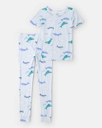 Gar&ccedil;ons - Ensemble de pyjama 2 pi&egrave;ces Ajust&eacute; &agrave; manches courtes Whale PurelySoft - Bleu, 