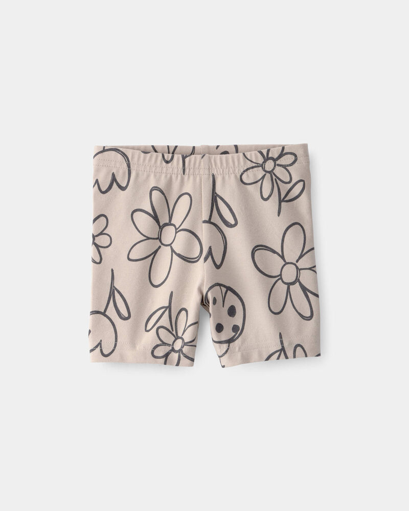 B&eacute;b&eacute; fille - Short de cycliste, fleurs et coccinelles - Brun, image 1 sur 3 diapositives