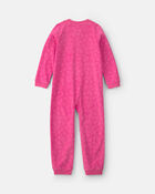 Girls 1-Piece Smiley Faces Fleece Loose Fit Pyjama - Pink, image 2 of 4 slides