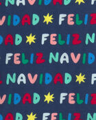 Kids 2-Piece 'Feliz Navidad' Christmas 100% Cotton Snug Fit Pyjama Set - Navy Blue, image 4 of 6 slides