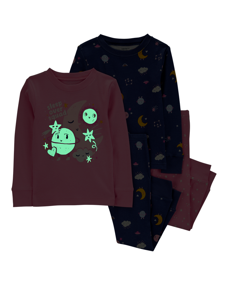Toddler 4-Piece Space Print 100% Snug Fit Cotton Pyjamas, image 2 of 5 slides