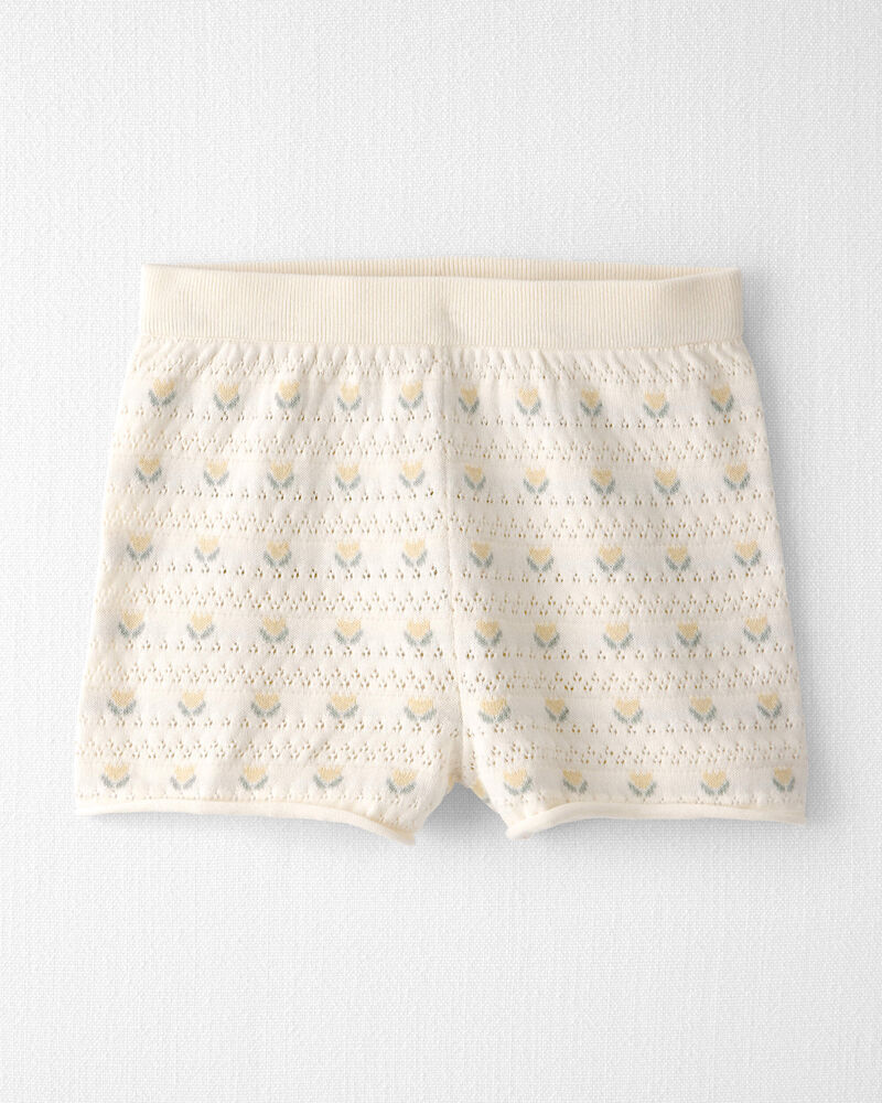 Filles - Ensemble de chandail en tricot de coton biologique &agrave; motif floral miel, image 2 sur 4 diapositives