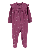 Bébé fille - Grenouillère en coton à fermeture à glissière à 2 sens à motifs de cœurs, image 1 sur 3 diapositives