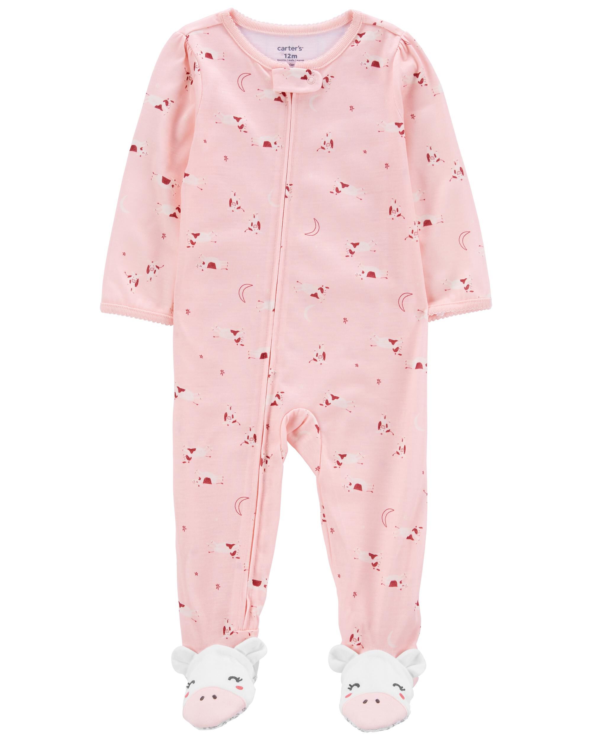 1 Piece Cow Loose Fit Footie Pyjamas