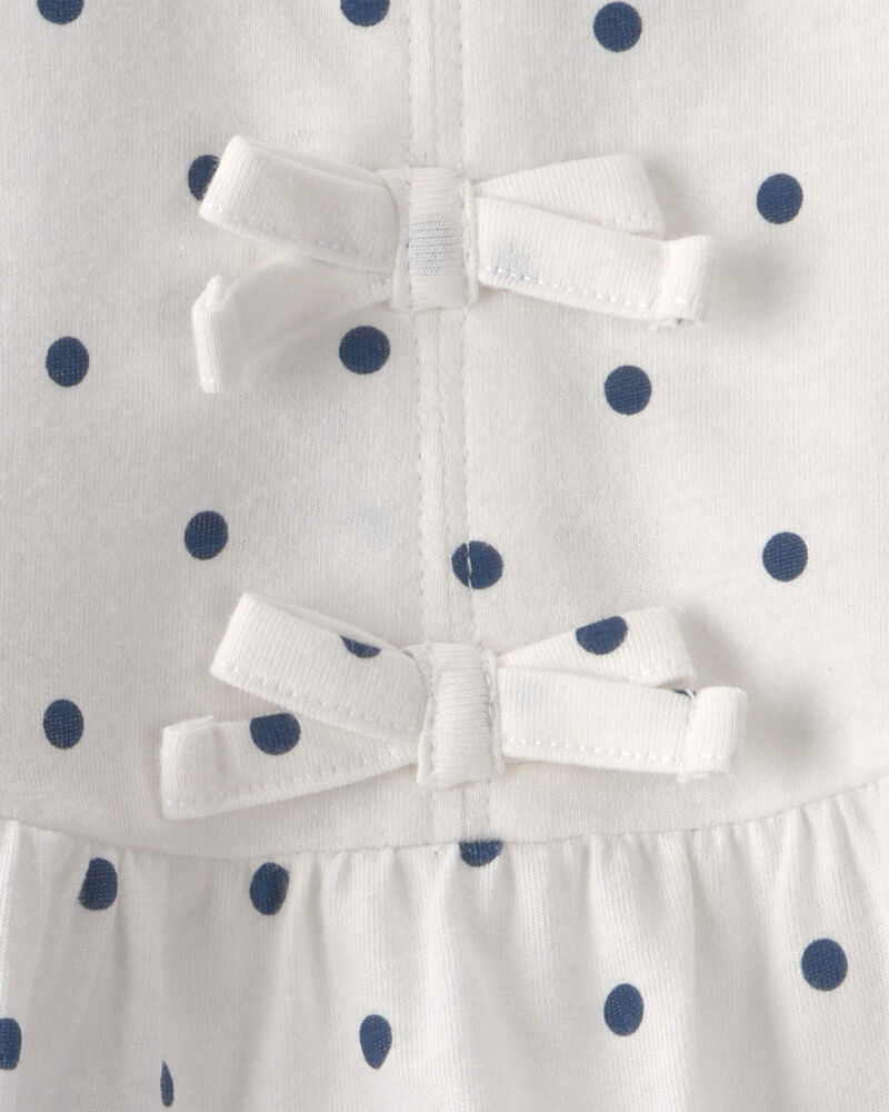 B&eacute;b&eacute; fille - Ensemble 2 pi&egrave;ces haut &agrave; pois et short - Bleu/Blanc, image 3 sur 3 diapositives