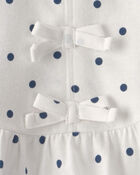 B&eacute;b&eacute; fille - Ensemble 2 pi&egrave;ces haut &agrave; pois et short - Bleu/Blanc, image 3 sur 3 diapositives