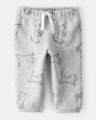 Baby Boy Dog Knit Pull-On Pants - Grey, image 1 of 4 slides